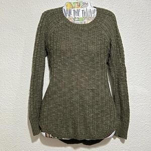 Boutique Pink Republic Khaki/Forest Green Chunky Knit Sweater Top Sz XS